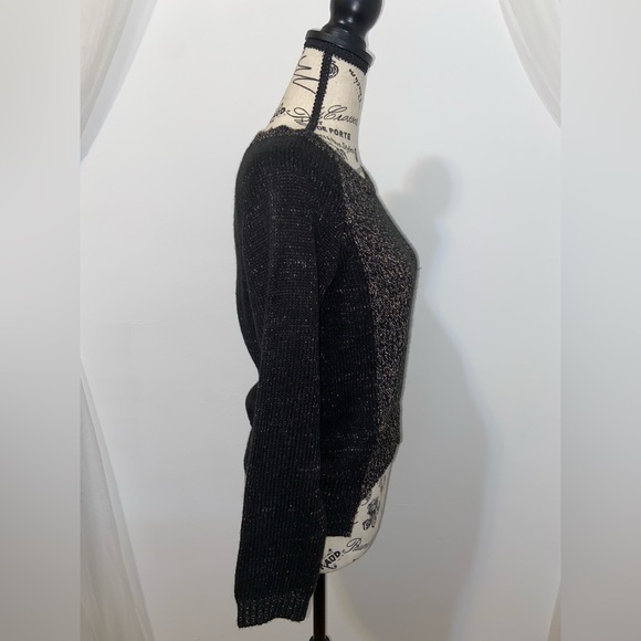 H&M Knit Raglan Black & Gold Scoop Neck Sweater - Picture 2 of 12